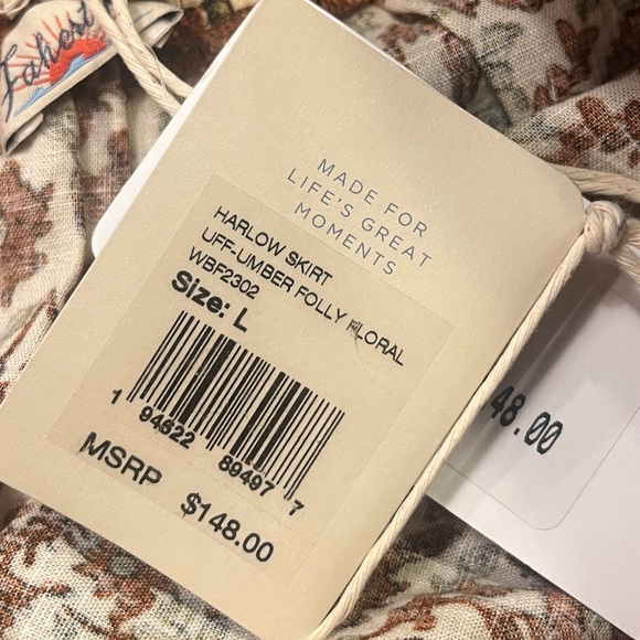 NWT Faherty Umber Folly Floral Harlow Skirt Size L - Picture 5 of 6